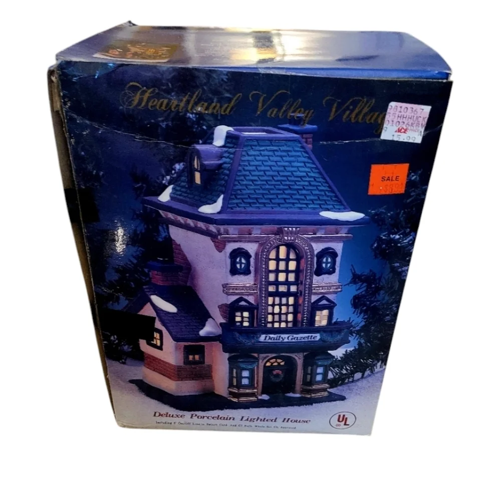 Heartland Valley Village Daily Gazette Deluxe Porcelain Lighted House Christmas